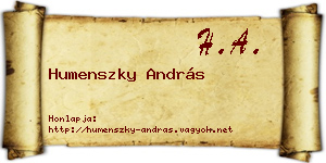 Humenszky András névjegykártya