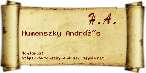 Humenszky András névjegykártya